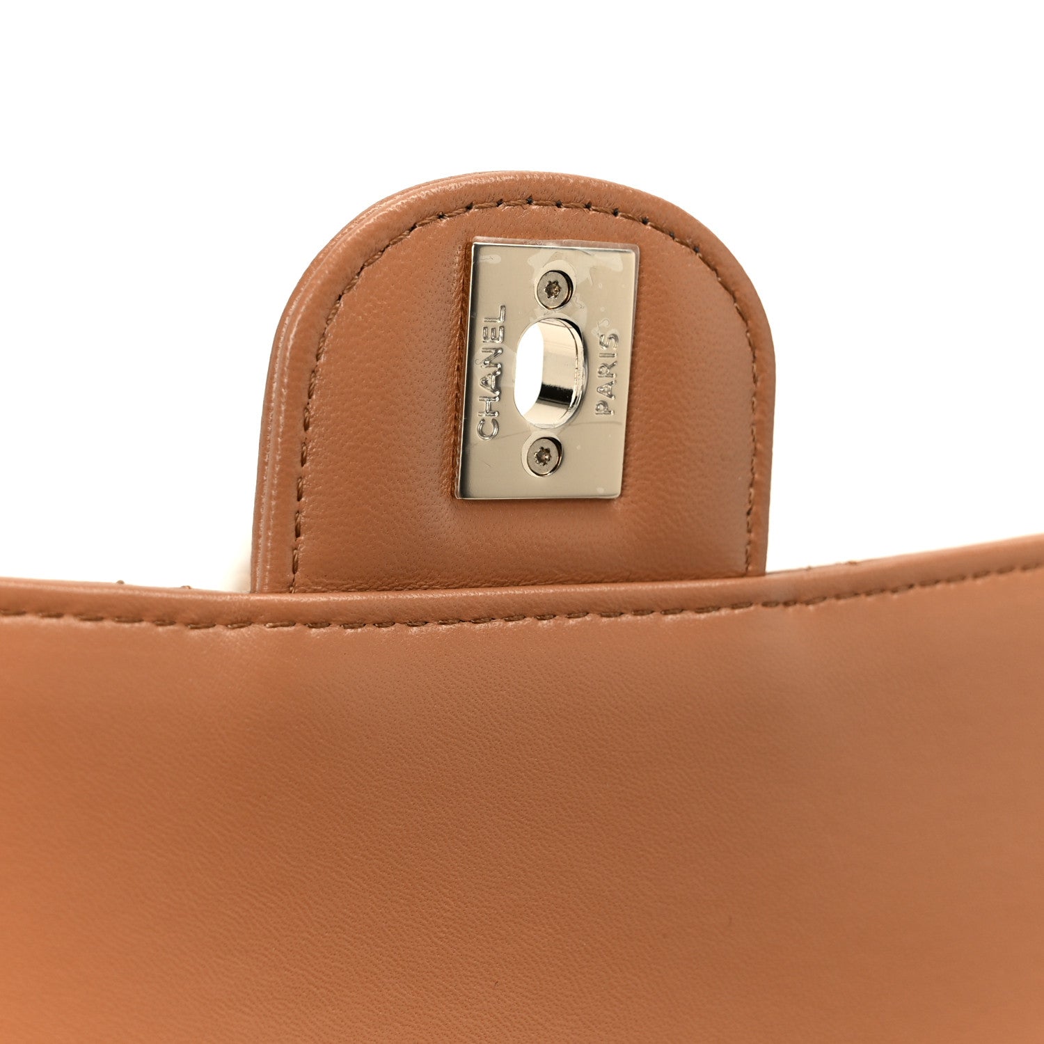 Shiny Lambskin Quilted Mini Flap Brown