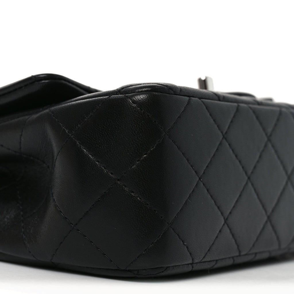 Lambskin Quilted Mini Rectangular Flap Black