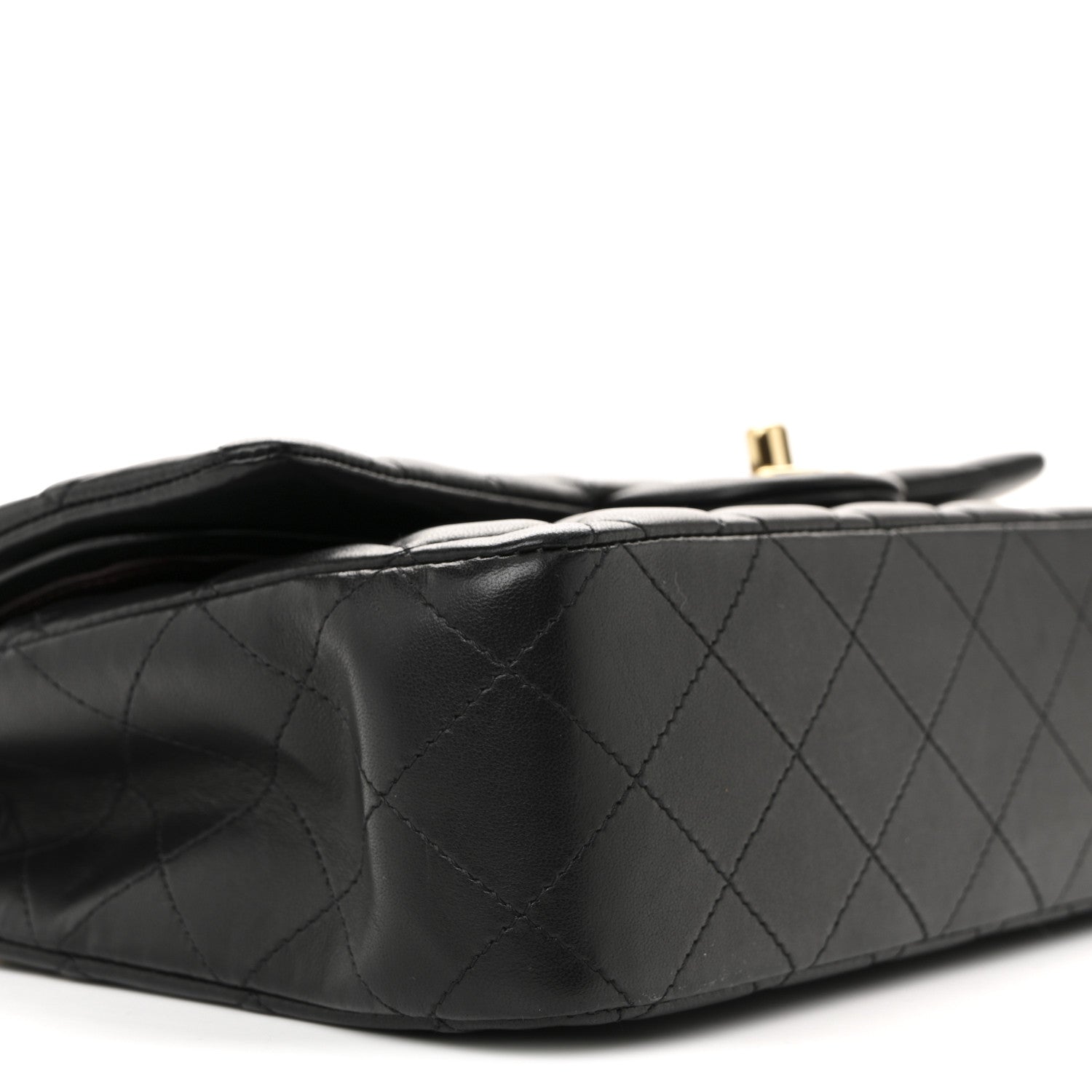 Lambskin Quilted Medium Double Flap Black