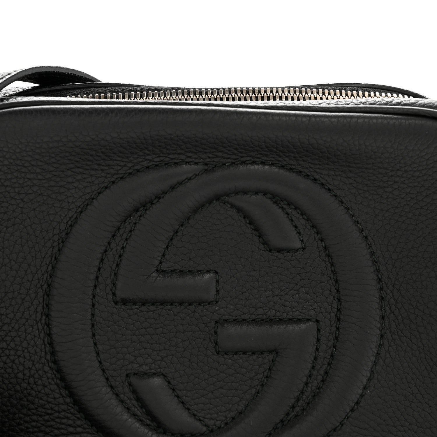 Pebbled Calfskin Small Soho Disco Bag Black
