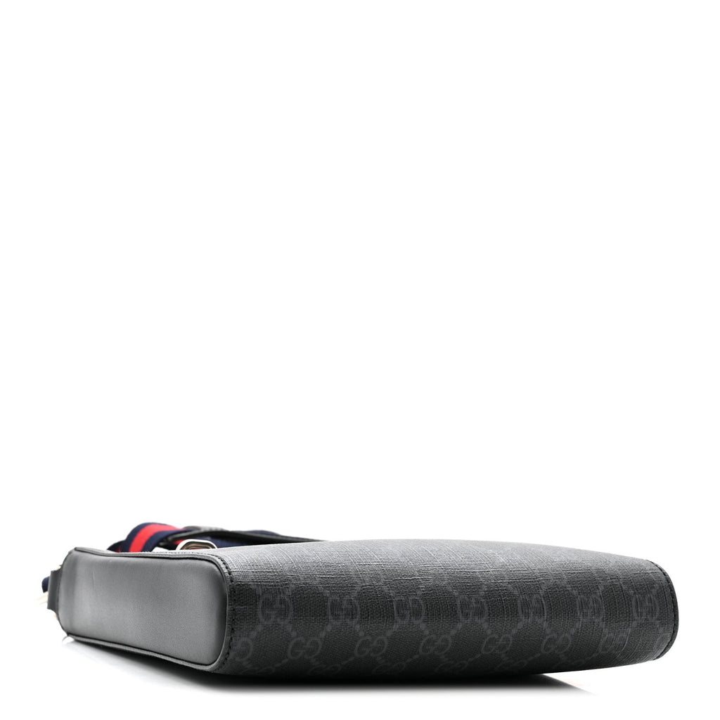 GG Supreme Monogram Web Small Flat Messenger Bag Black Grey