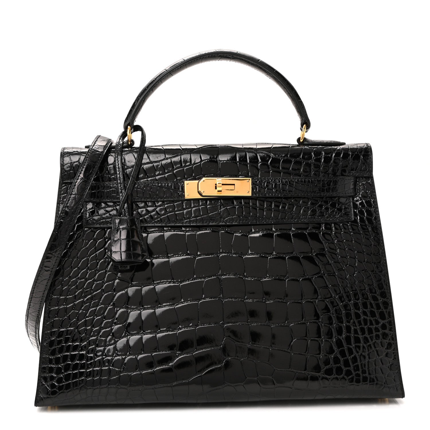 Shiny Alligator Kelly Sellier 32 Black