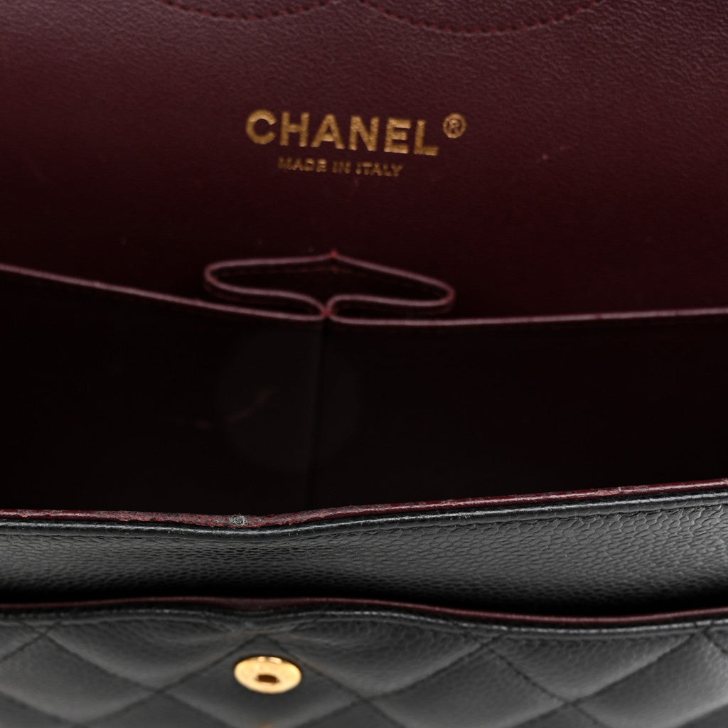 Caviar Quilted Jumbo Double Flap Black