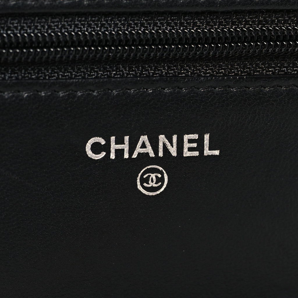 Lambskin Quilted Wallet On Chain WOC Black