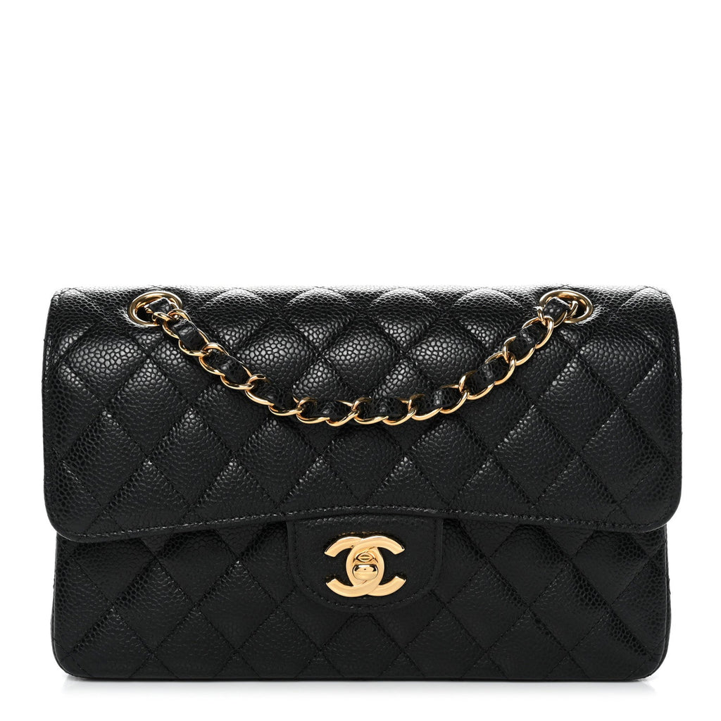 Caviar Quilted Small Double Flap Black