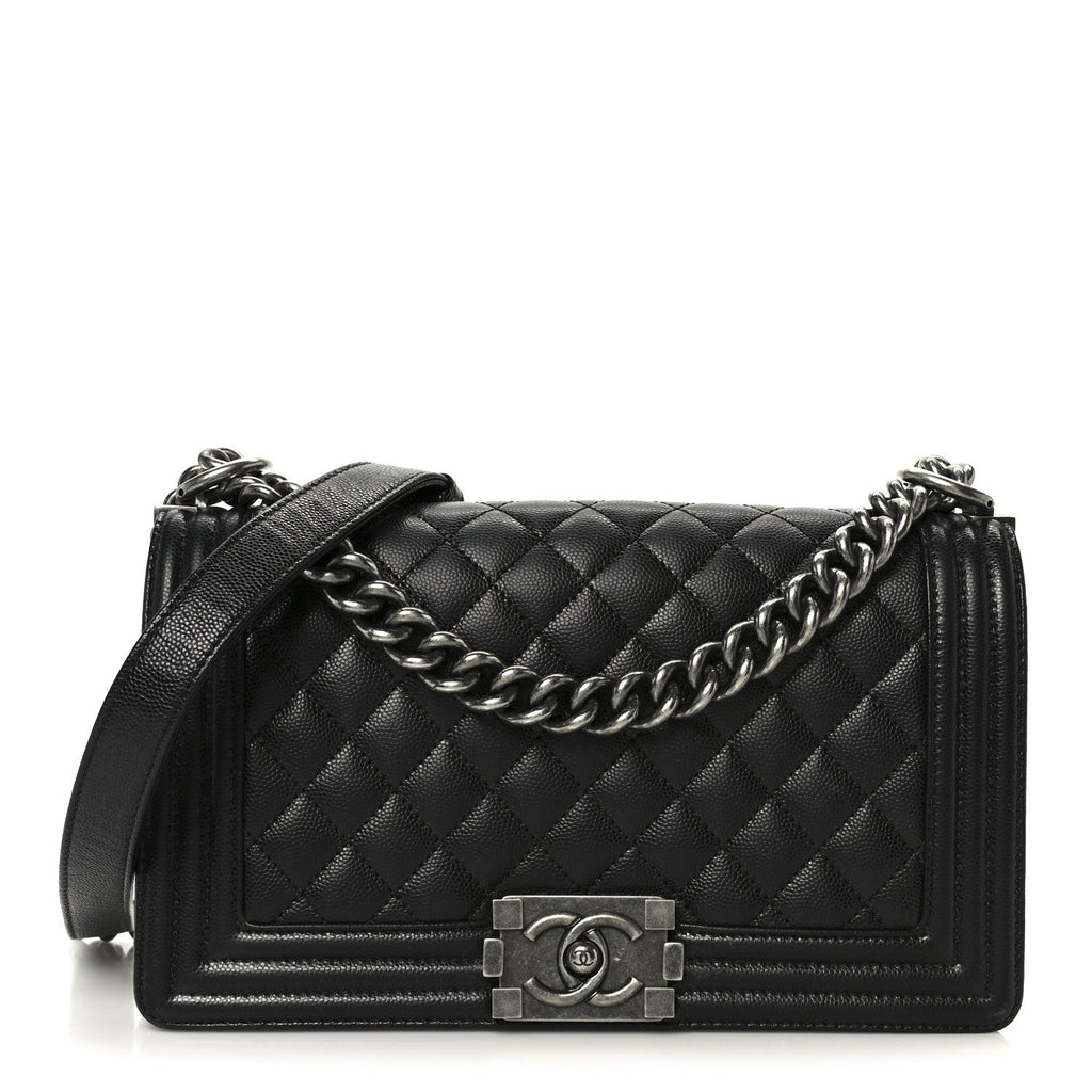 Caviar Quilted Medium Boy Flap Black