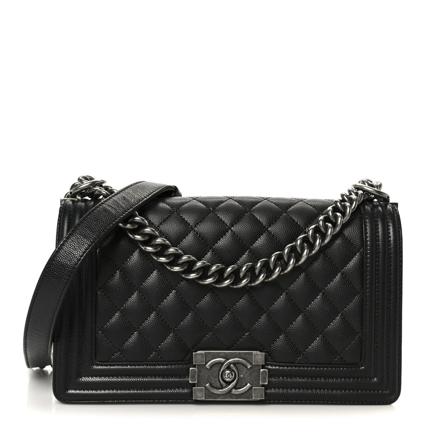 Caviar Quilted Medium Boy Flap Black