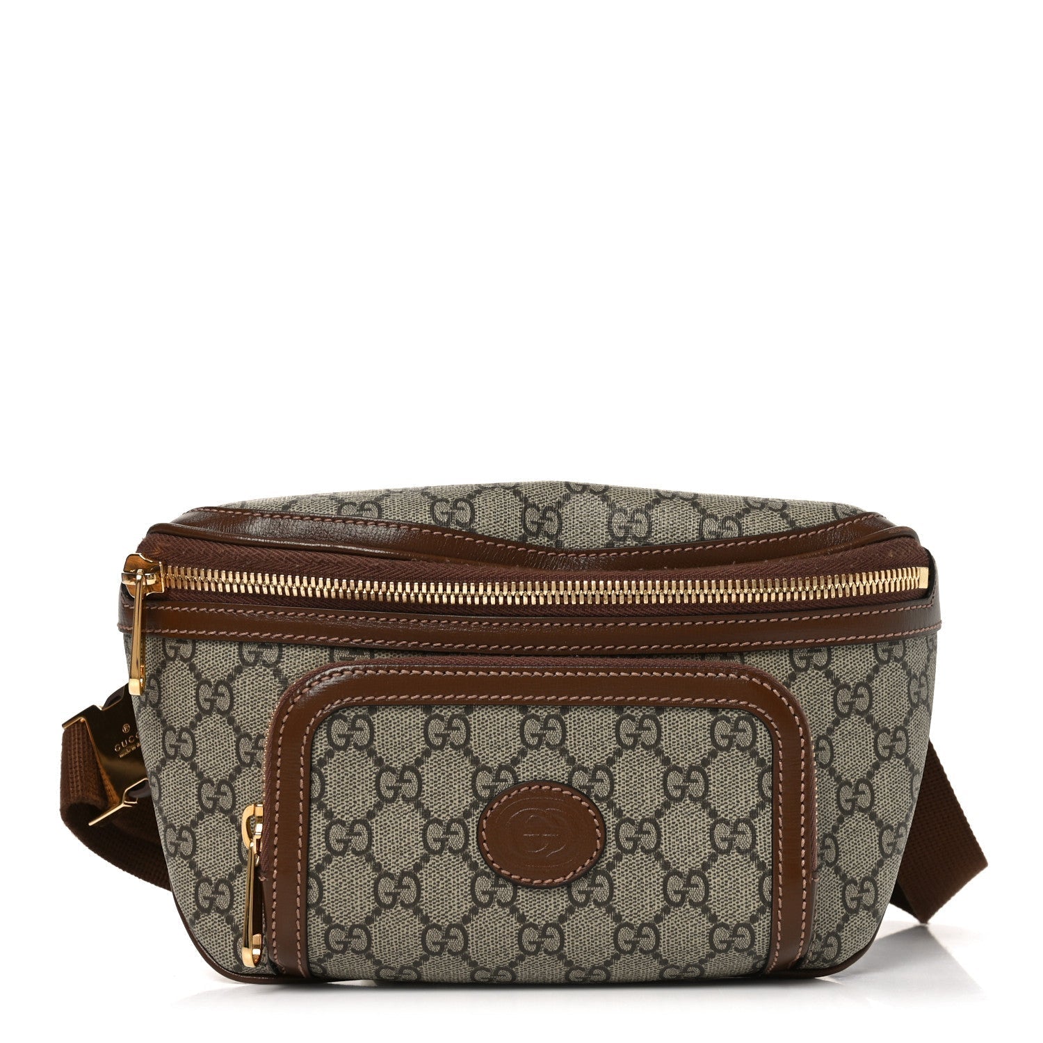 GG Supreme Monogram Textured Calfskin Retro Interlocking G Belt Bag Beige Ebony Brown Sugar