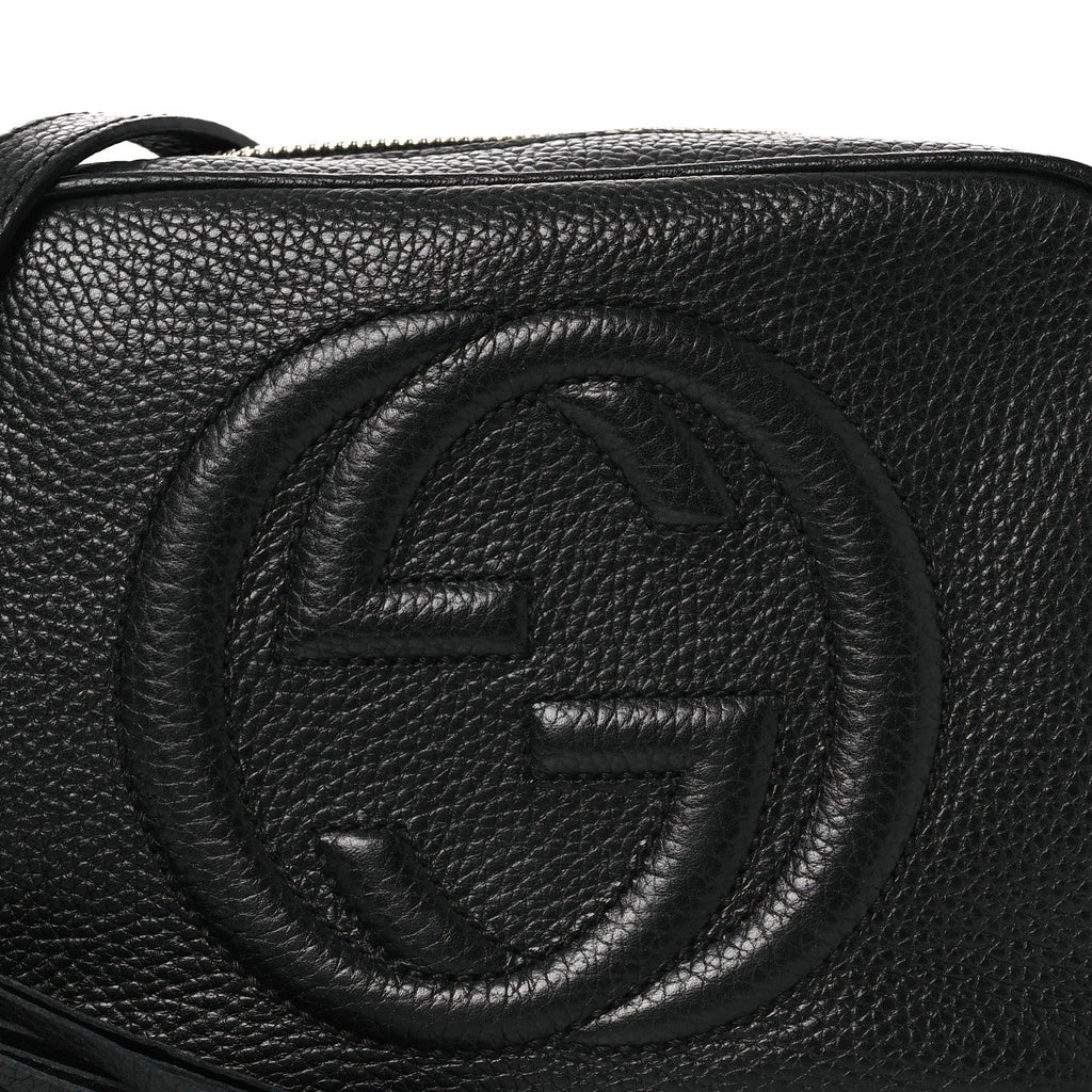 Pebbled Calfskin Small Soho Disco Bag Black