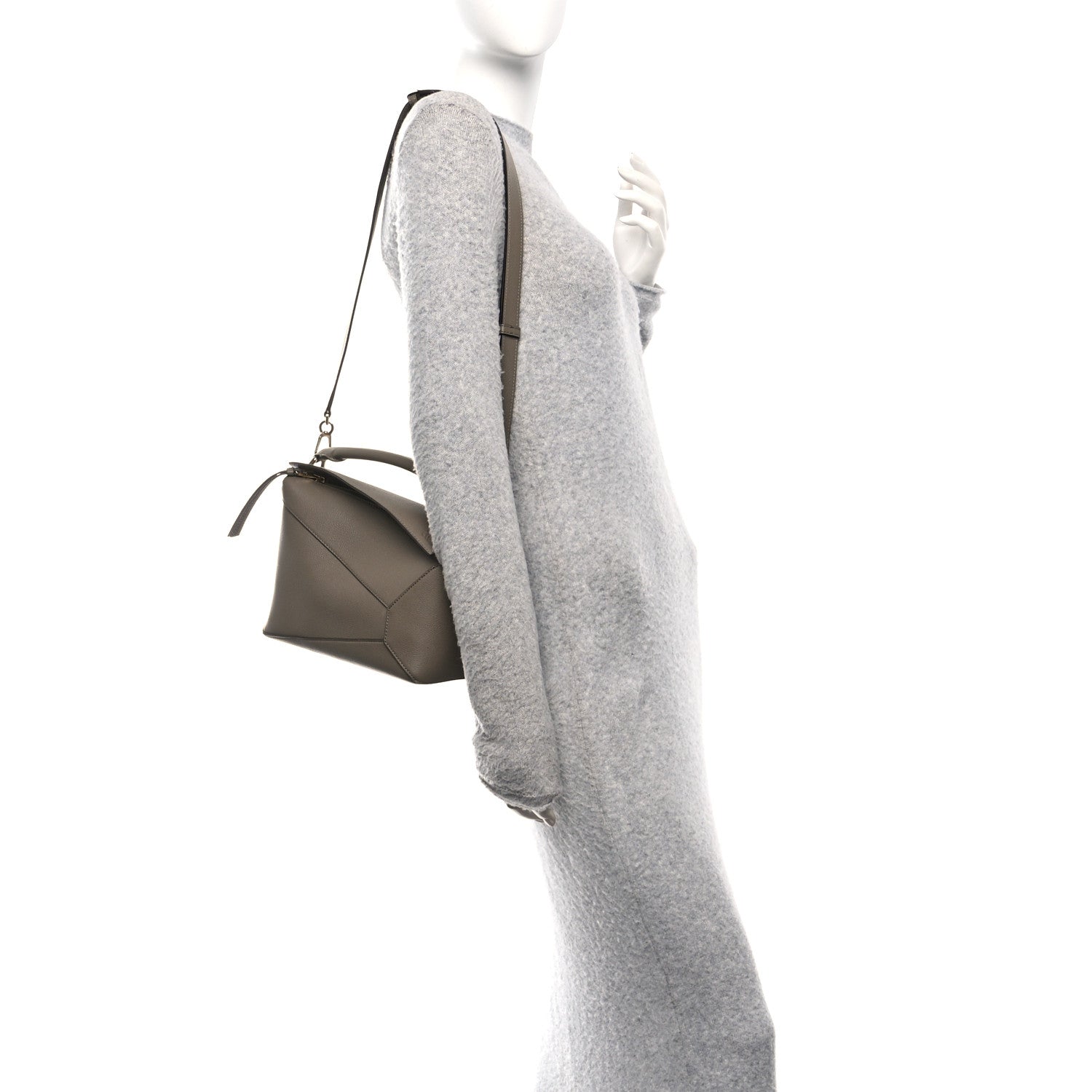 Soft Grained Small Puzzle Edge Bag Taupe