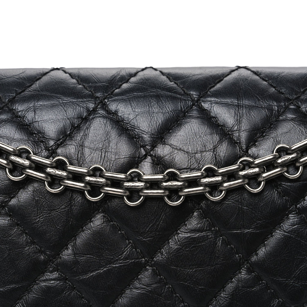 Aged Calfskin Quilted 2.55 Reissue 225 Flap Black