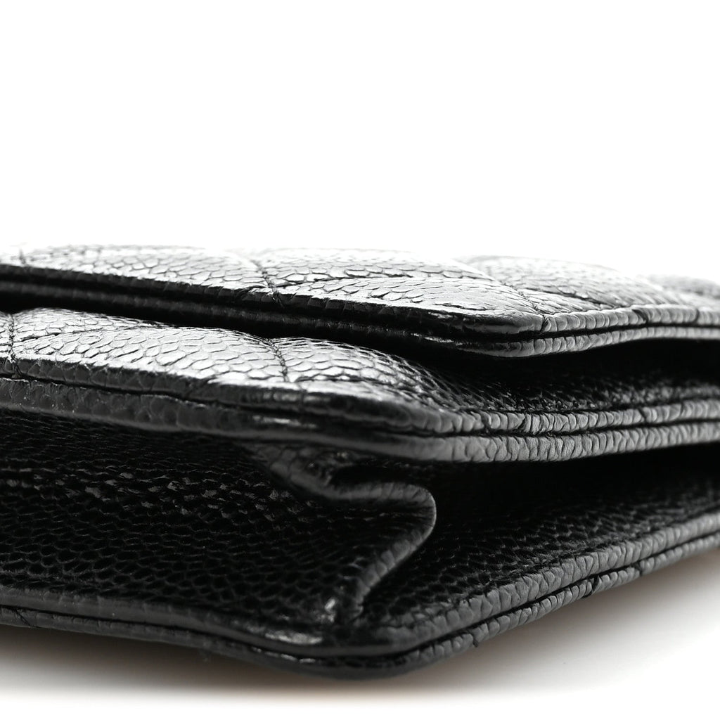 Caviar Quilted Wallet On Chain WOC Black