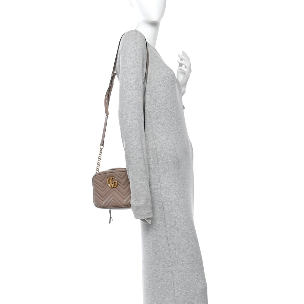 Calfskin Matelasse Small GG Marmont Chain Shoulder Bag Porcelain Rose