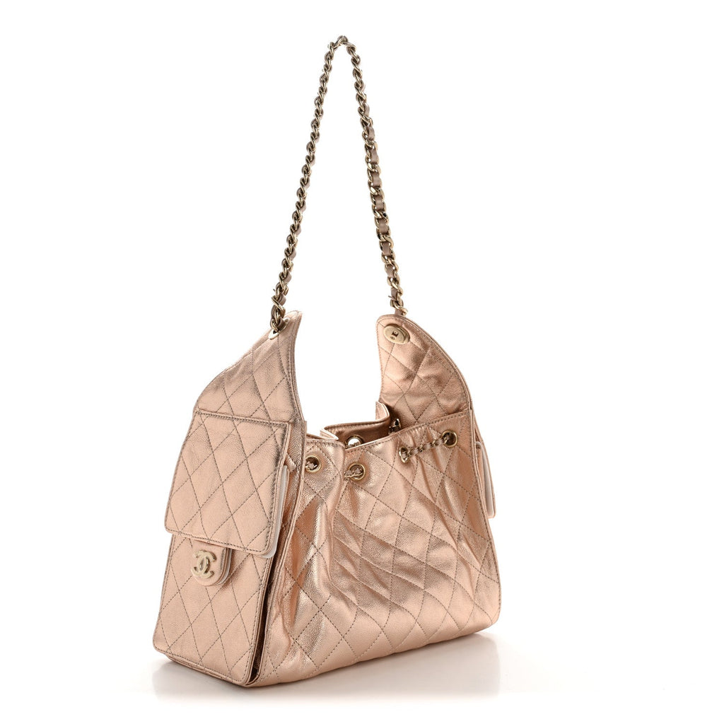 Metallic Caviar Quilted Small Chanel 25 Handbag Copper