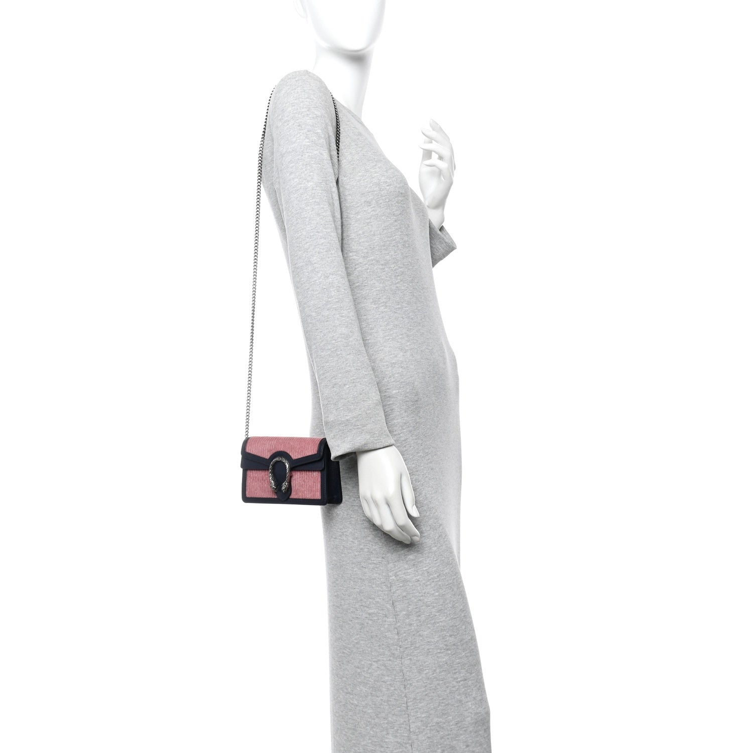 Lanzo Stretch Cord Azalea Calfskin Super Mini Dionysus Shoulder Bag Pink Blue