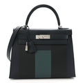 Epsom Sombrero Taurillon Clemence Kellygraphie Lettre H Kelly Sellier 28 Vert Cypress Bleu Obscur Malachite Bleu Encre