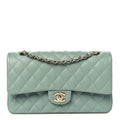Caviar Quilted Medium Double Flap Dark Green