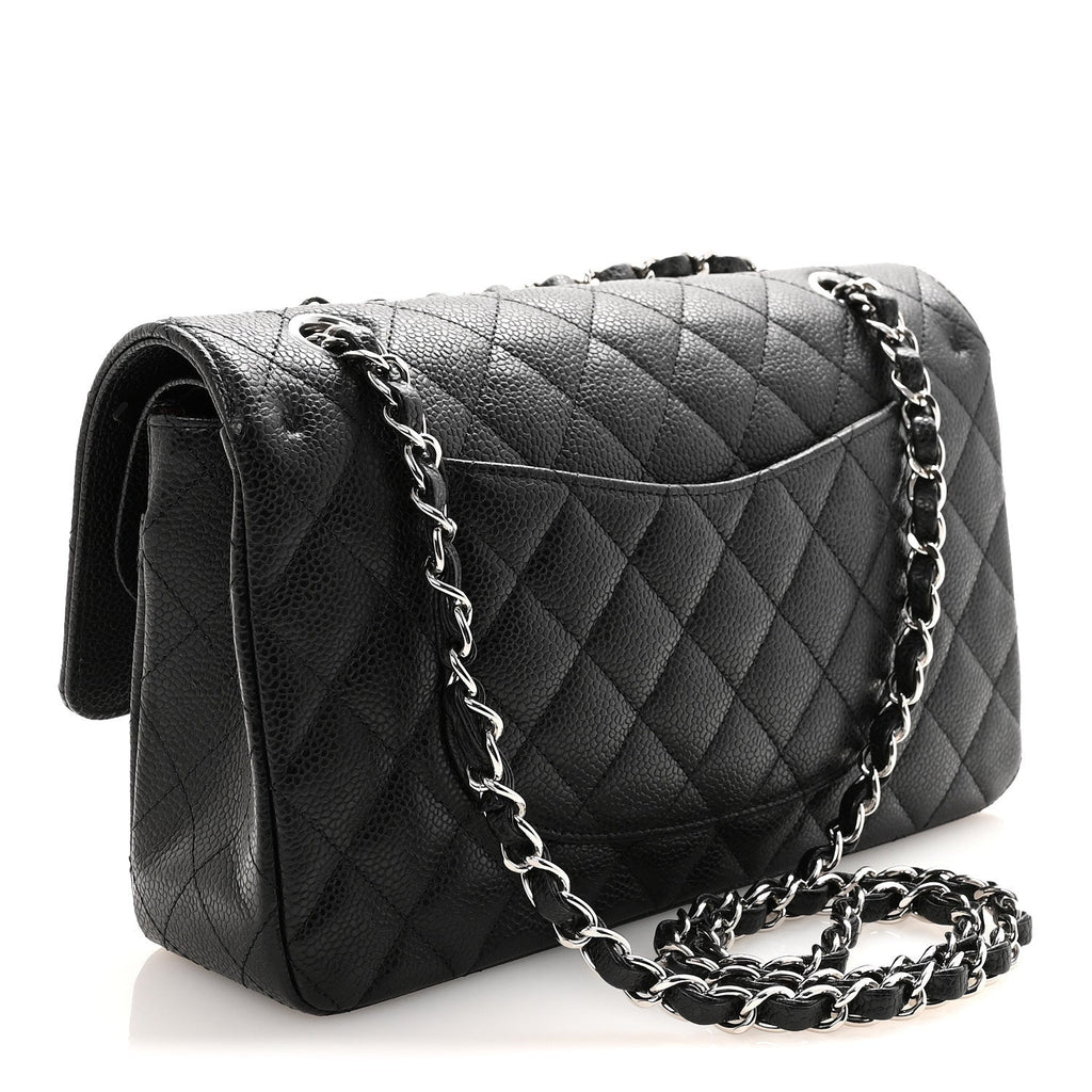 Caviar Quilted Medium Double Flap Black