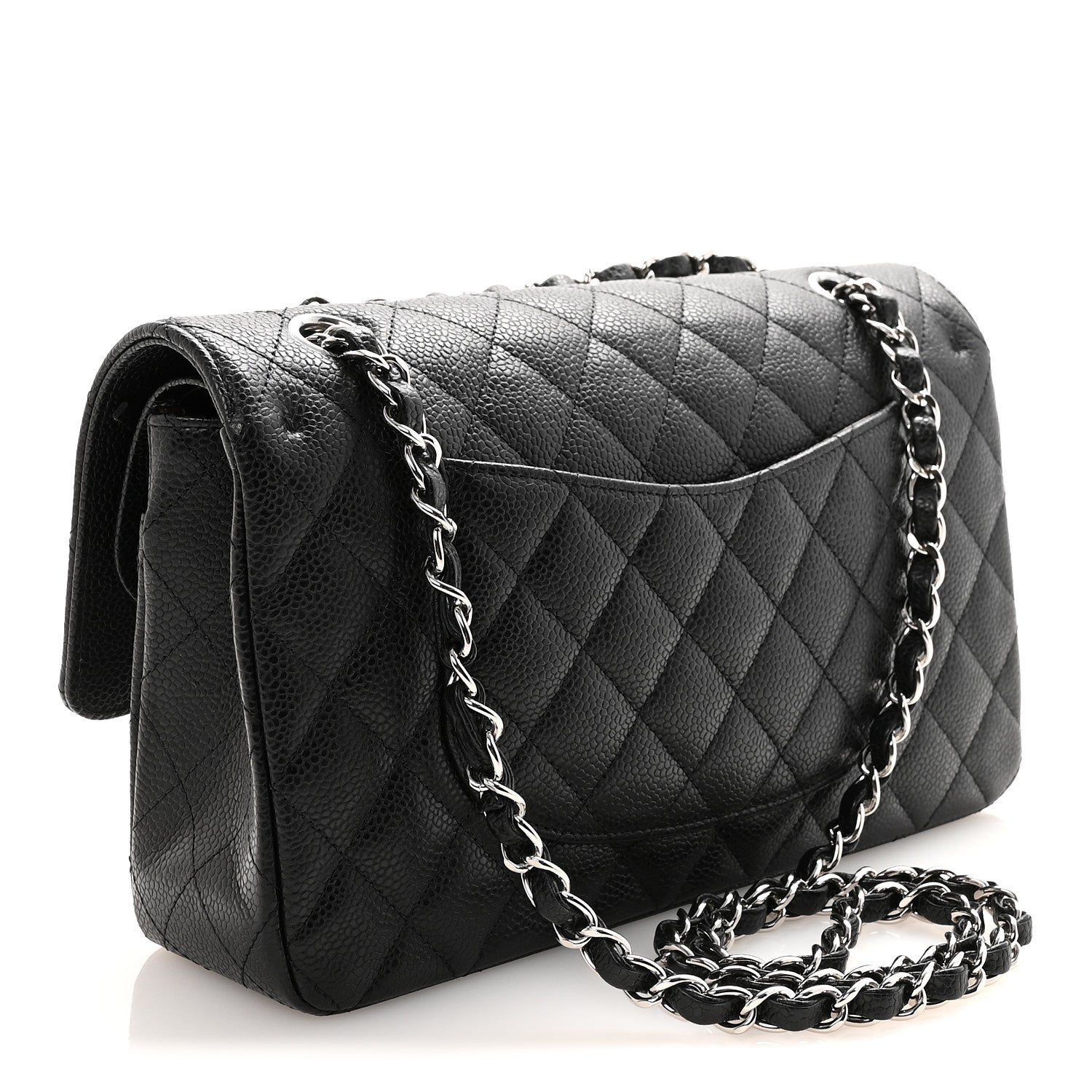 Caviar Quilted Medium Double Flap Black