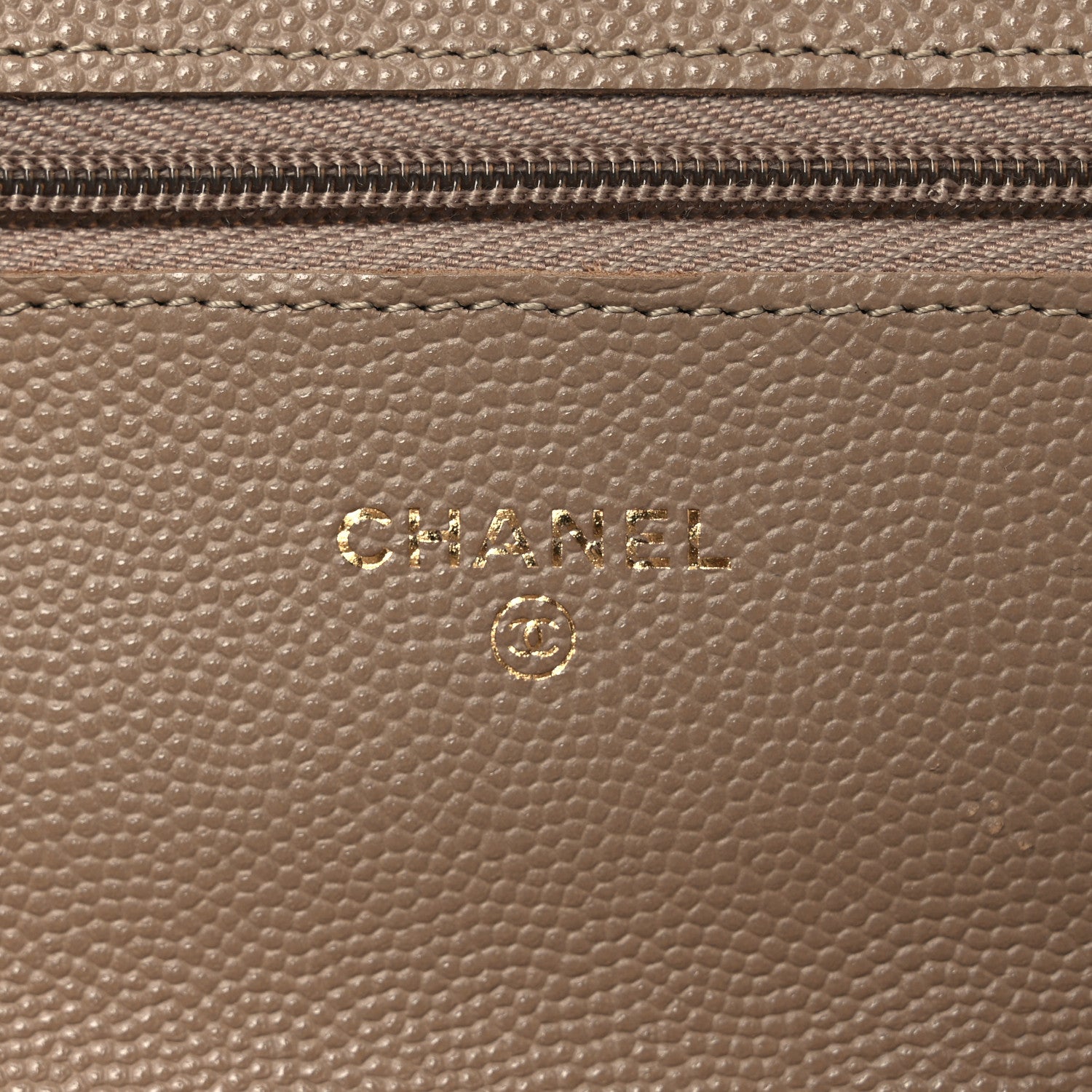 Caviar Quilted Wallet on Chain WOC Dark Beige