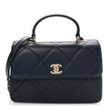 Lambskin Quilted Medium Trendy CC Flap Dual Handle Bag Blue