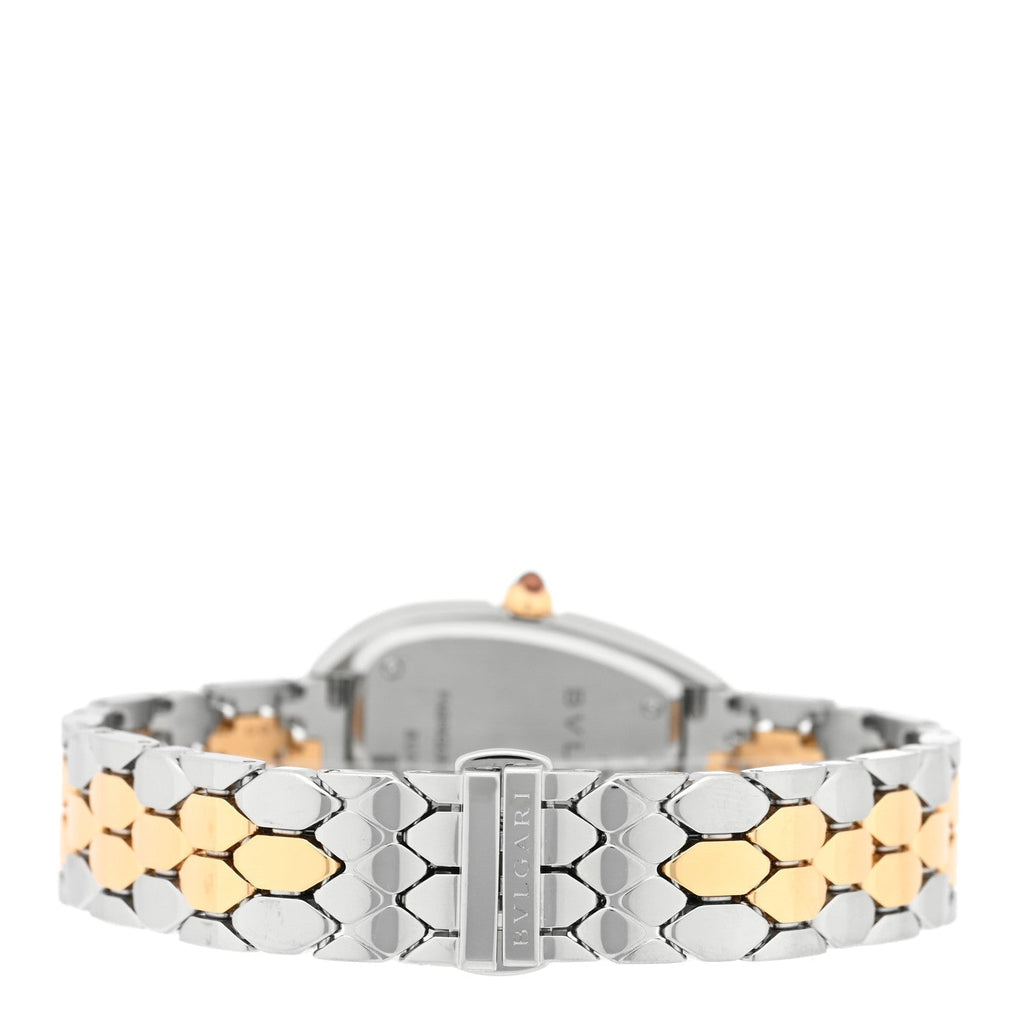 Stainless Steel 18K Yellow Gold Diamond Bezel 33mm Serpenti Seduttori Quartz Watch