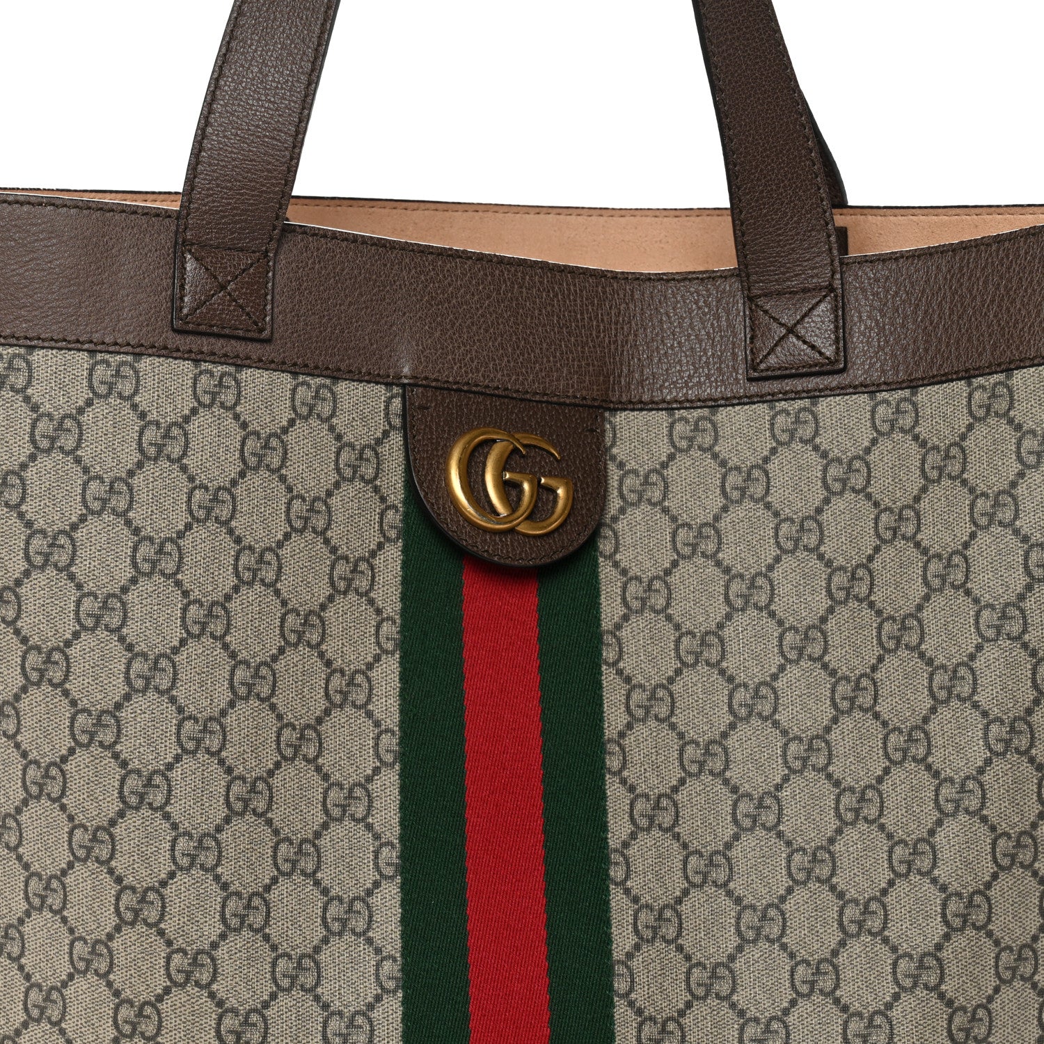 GG Supreme Monogram Web Large Ophidia Vertical Shopping Tote Brown