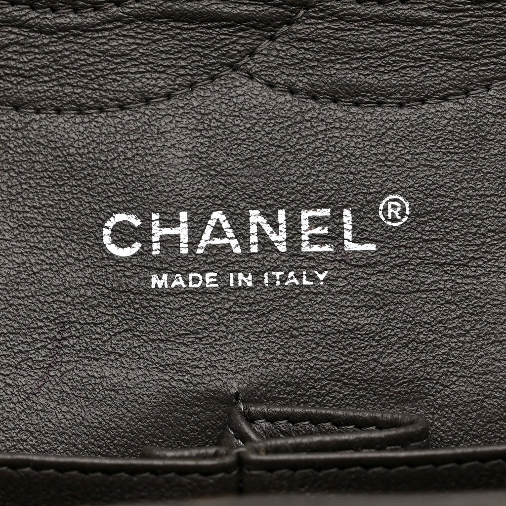 Caviar Quilted Jumbo Double Flap Grey
