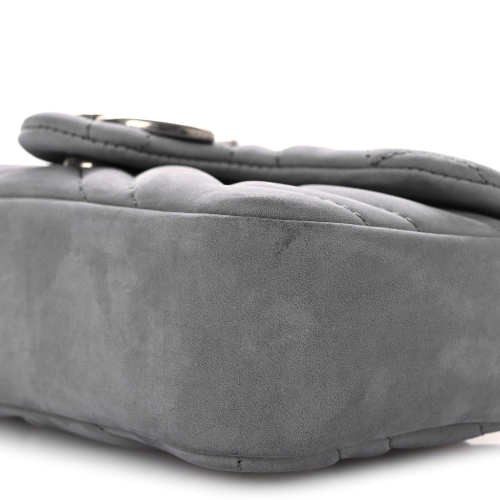 Nubuck Matelasse Mini GG Marmont Shoulder Bag Grey