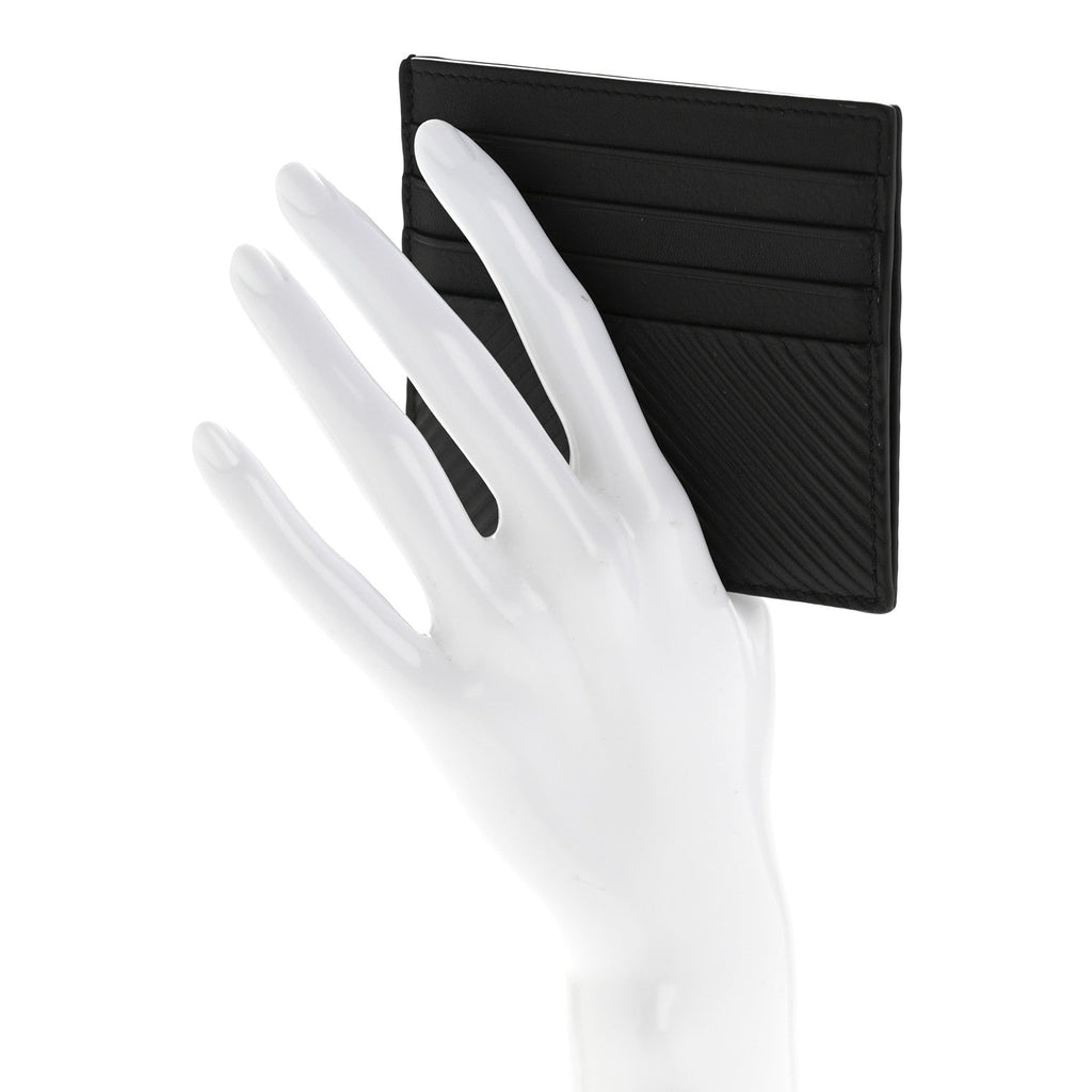 Textured Calfskin Plain Cardholder Black