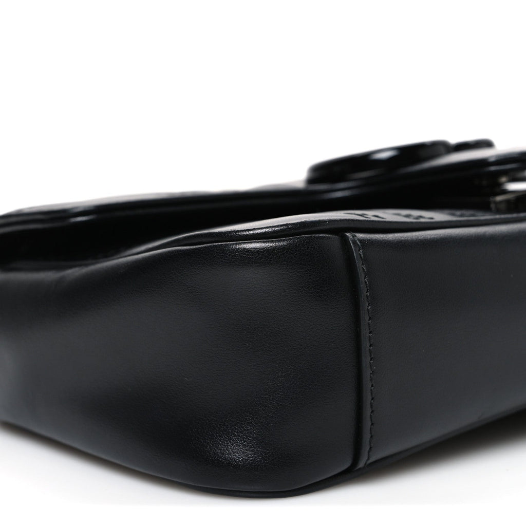 Calfskin Matelasse Monochrome Mini GG Marmont Shoulder Bag Black