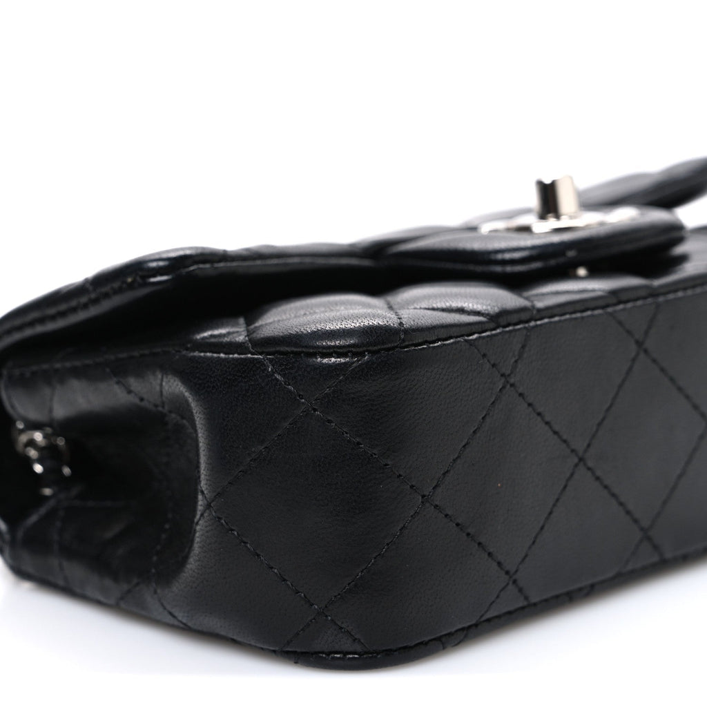 Lambskin Quilted Extra Mini Rectangular Flap Black