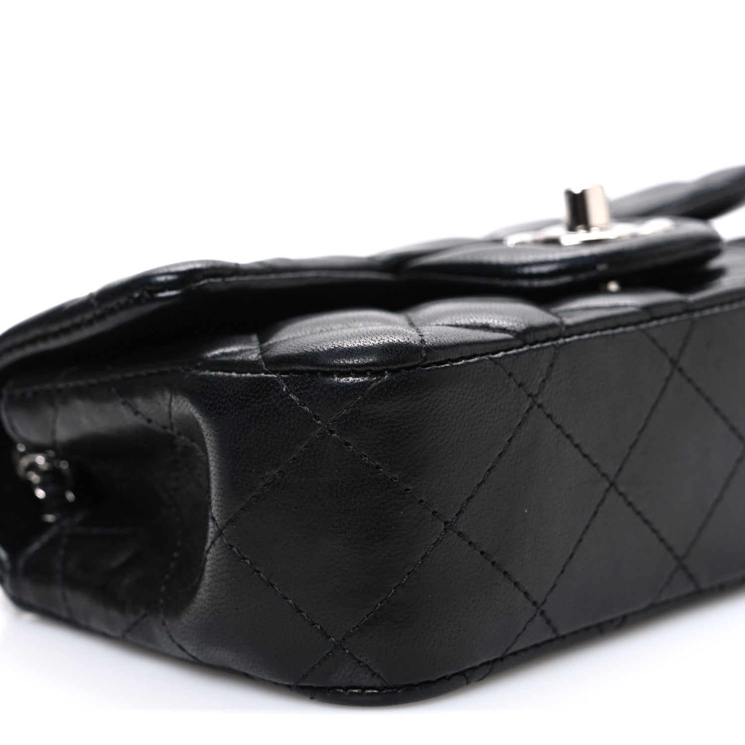 Lambskin Quilted Extra Mini Rectangular Flap Black