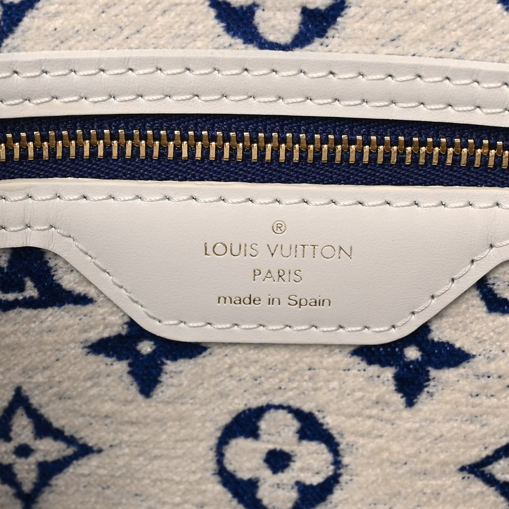 Jacquard Velvet Monogram LV Match Neverfull MM Bleu