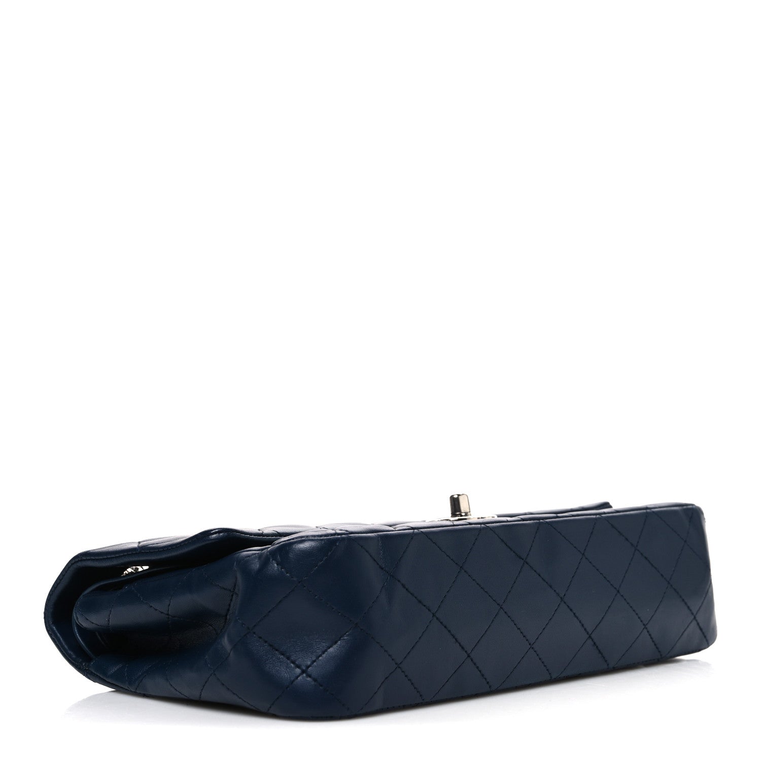 Lambskin Quilted Medium Double Flap Navy