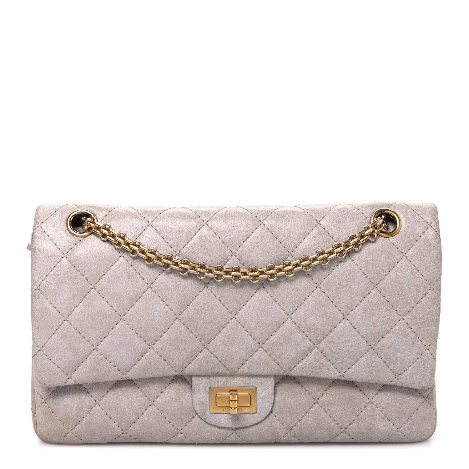 Aged Calfskin Quilted 2.55 Reissue 226 Flap Blanc Fonce