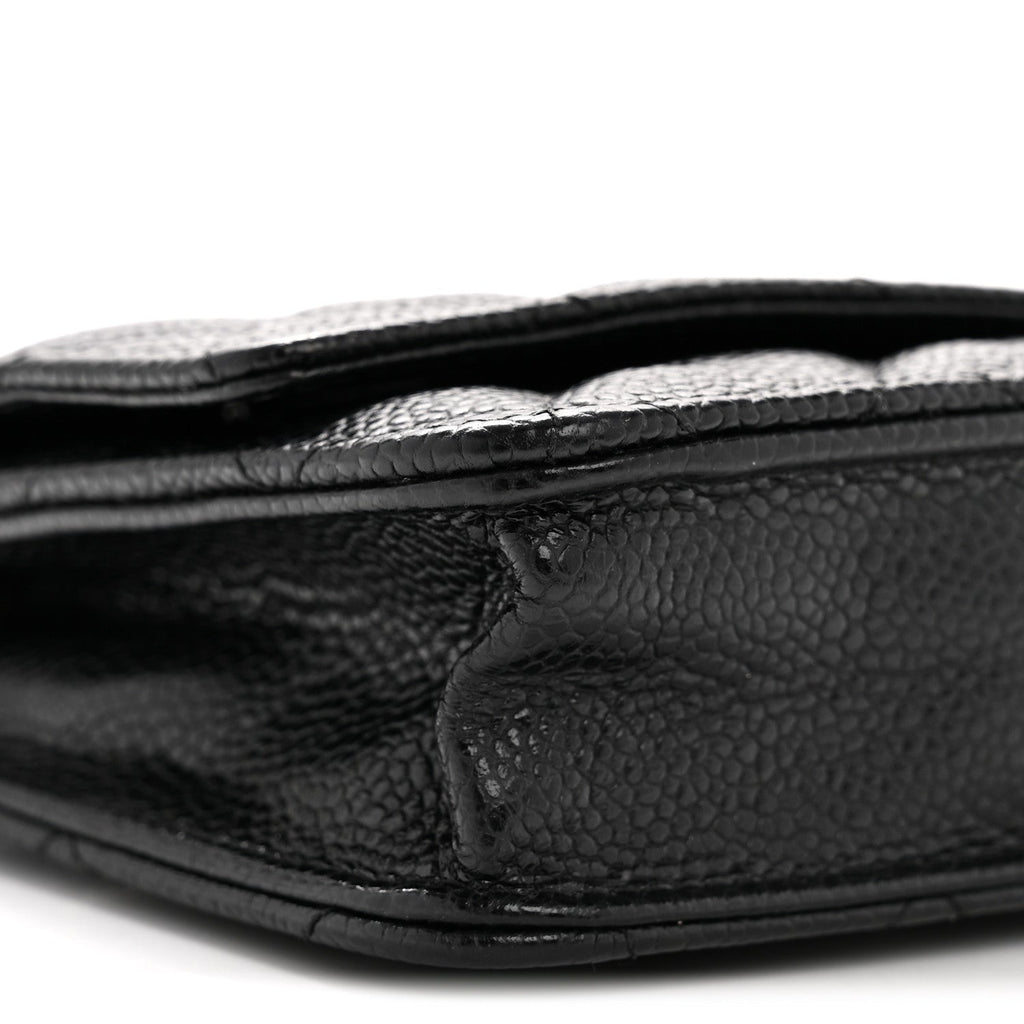 Caviar Quilted Wallet on Chain WOC Black