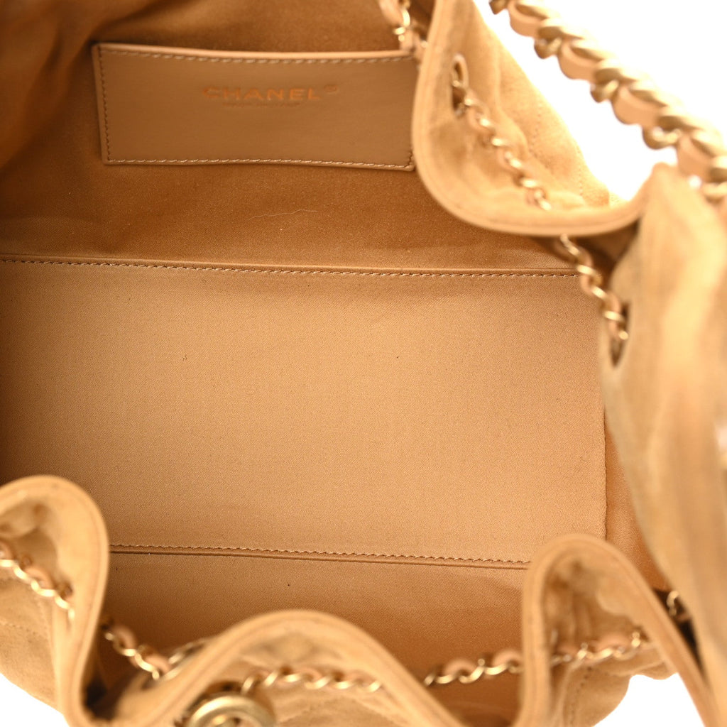 Suede Quilted Small Chanel 25 Handbag Beige