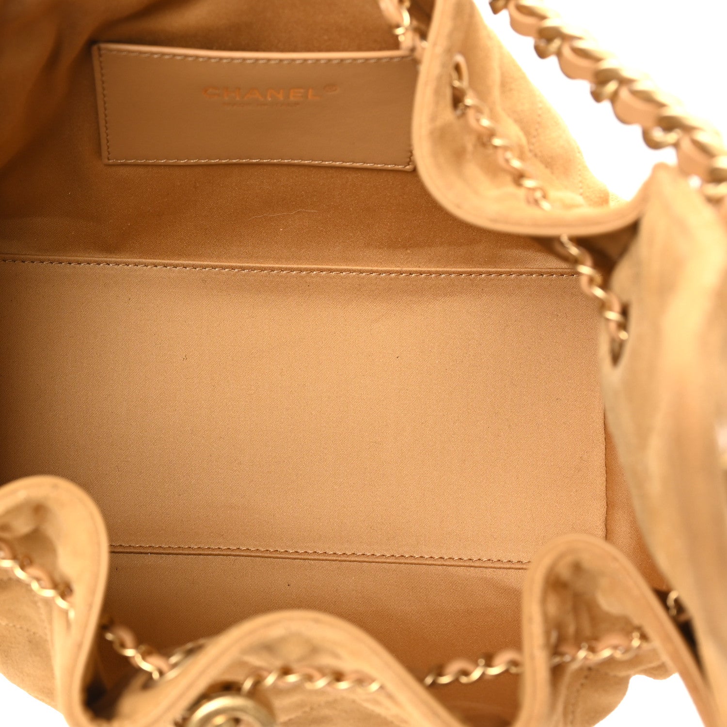 Suede Quilted Small Chanel 25 Handbag Beige