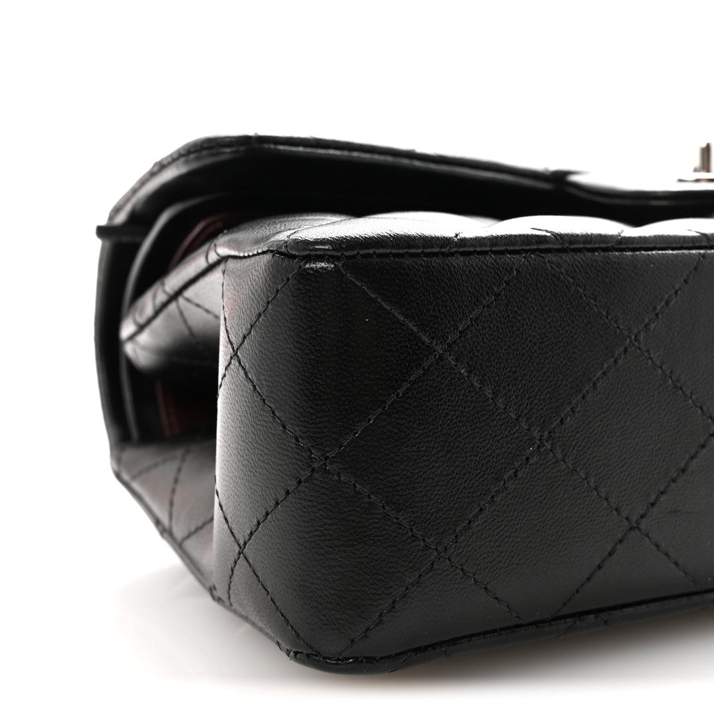 Lambskin Quilted Small Double Flap Black