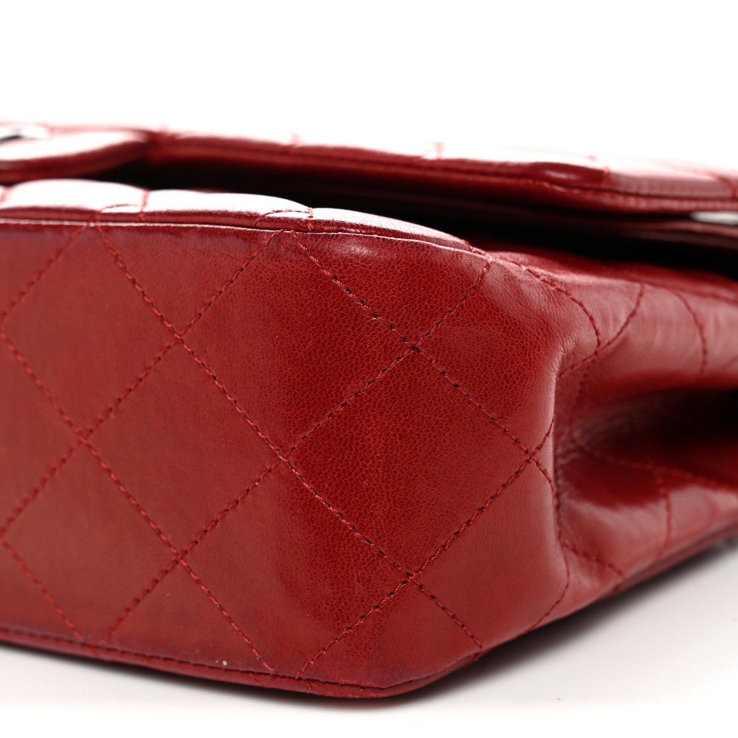 Lambskin Quilted Medium Double Flap Red