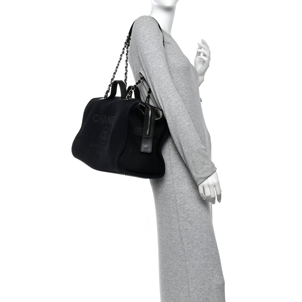 Mixed Fibers Large Deauville Bowling Bag  Black