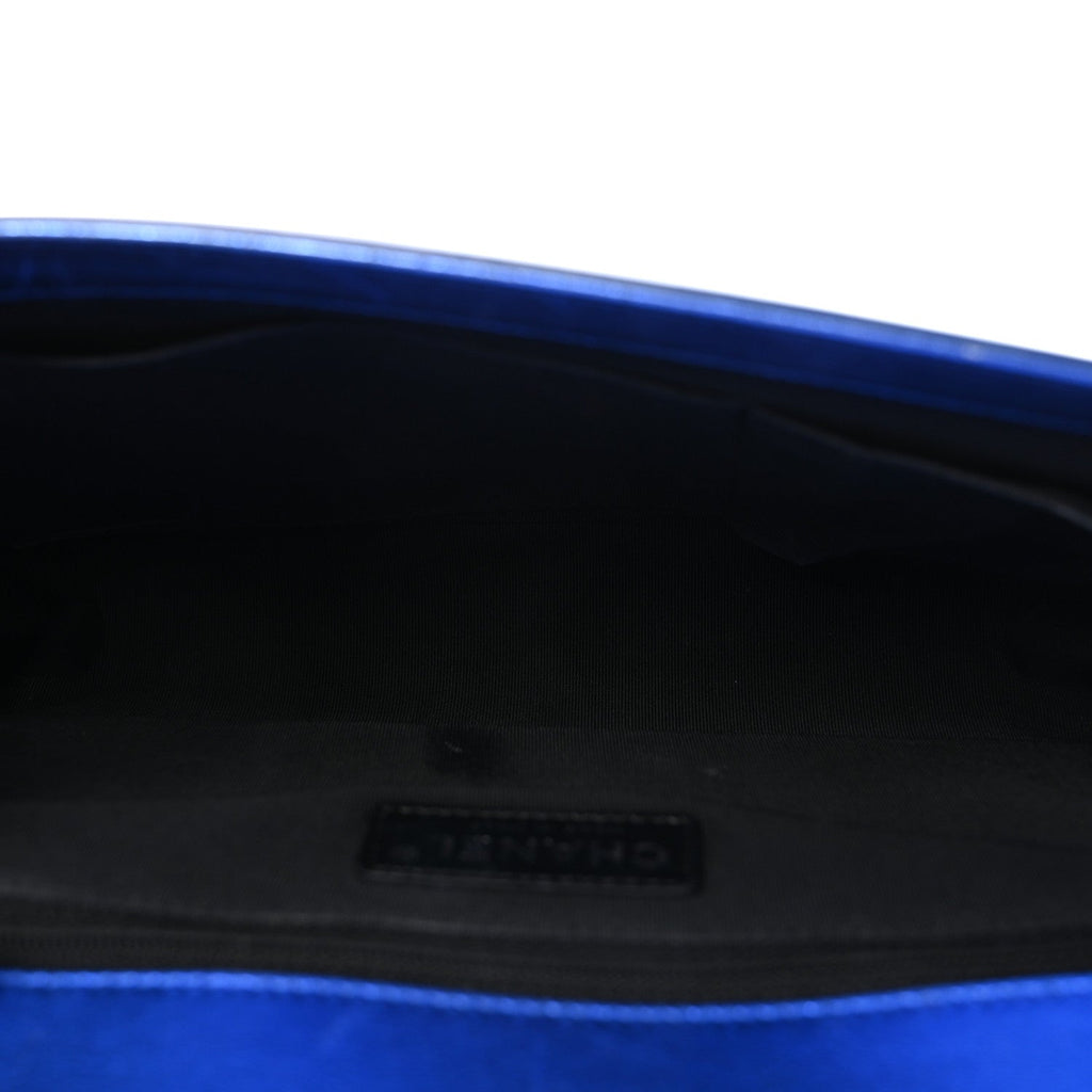 Metallic Patent Quilted New Medium Boy Flap Blue