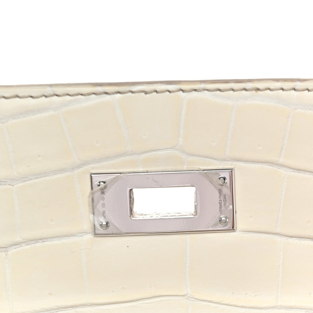 Matte Niloticus Crocodile 18K White Gold Diamond Himalaya Kelly Retourne 28 White