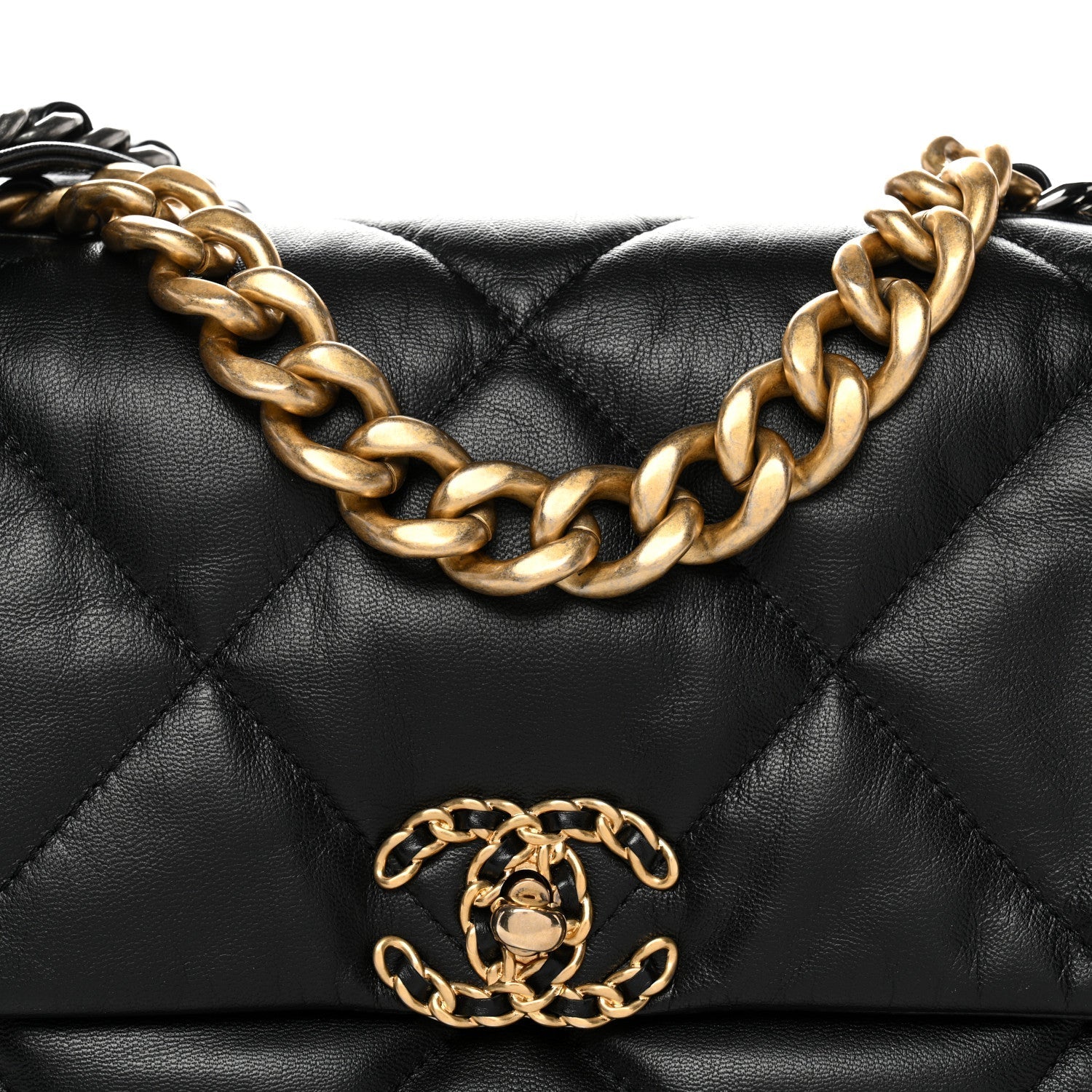 Goatskin Quilted Large Chanel 19 Flap Black