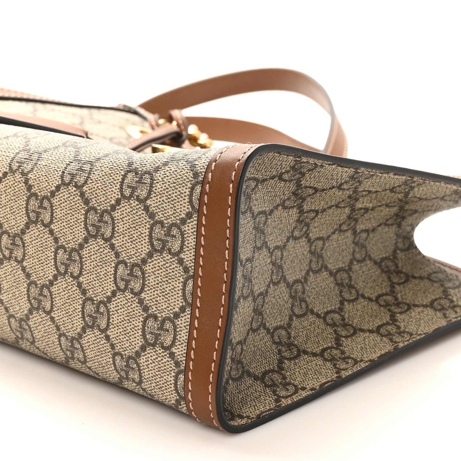 GG Supreme Monogram Calfskin Small Padlock Tote Beige Ebony Tuscany