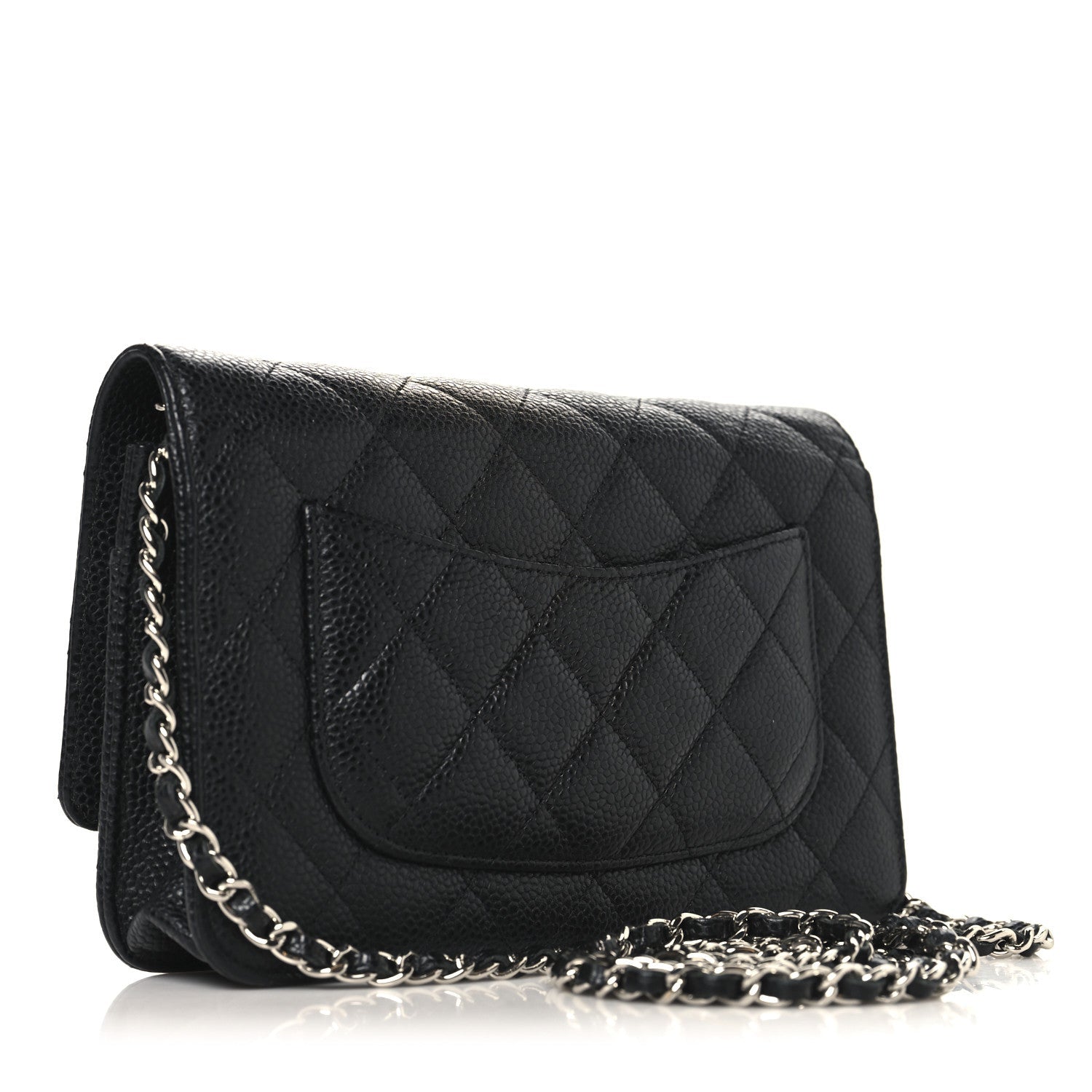 Caviar Quilted Wallet on Chain WOC Black