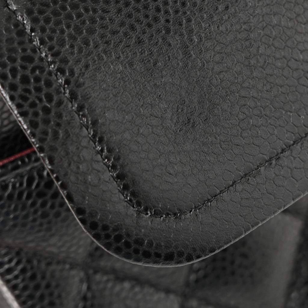 Caviar Quilted Medium Double Flap Black