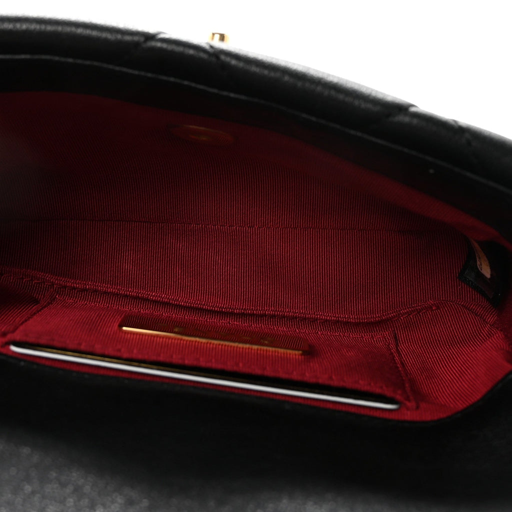 Goatskin Quilted Chanel 19 Waist Bag Black