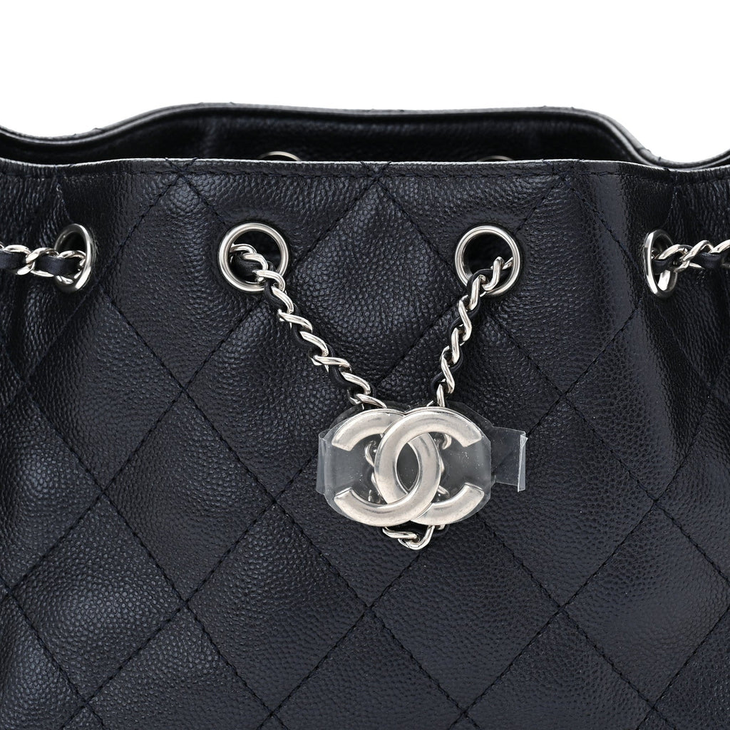 Metallic Caviar Quilted Mini Chanel 25 Handbag Dark Blue